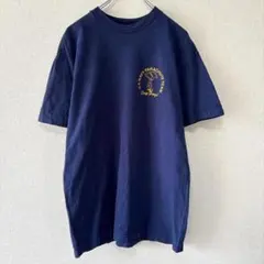 3143古着USA製90sヘンリーネックTシャツ好デザインシングルステッチ墨 
