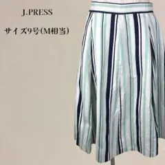 【美品】 ジェイプレス J.PRESS フレアースカート 9号 M 緑×紺×白