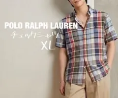 【希少極美品】90sポロラルフローレン 半袖シャツ ボタンダウン チェックXL
