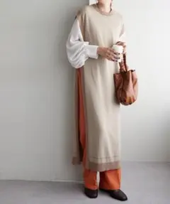 discoat バイカラーロングベスト