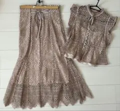 snidel セットアップ　ペプラムレース トップス　マーメイドレーススカート