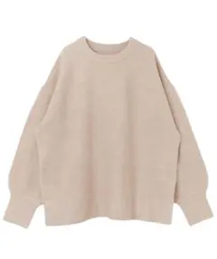 and me 天竺編みボックスシルエット長袖ニット　ベージュ