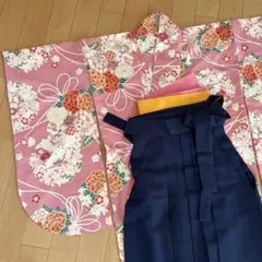 小学生大学生二尺袖袴セット ピンク地 卒業式　着物セット　150-160のサムネイル