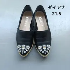 Diana ビジュー付き　ローヒール 21.5 黒