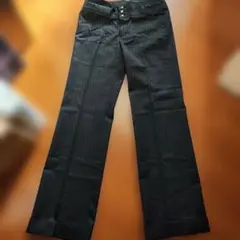 Facade Green ストライプ ワイドパンツ 38　ブラック