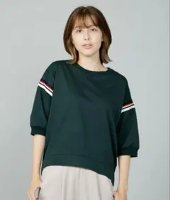 as Know as トリコロールテープ5分袖プルオーバー