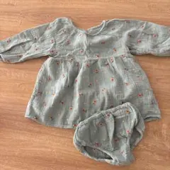 ZARAbaby花柄刺繍グリーンワンピースセット