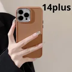 iPhone用ケース　カバー　ブラウン　14plus