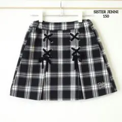 【SISTER JENNI】チェック柄プリーツスカート／150cm／白×黒