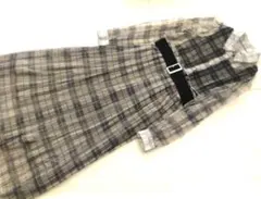 チェック柄ロングワンピース ベルト付き