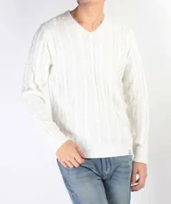 【AZUL BY MOUSSY】WashableソフトタッチケーブルVネック