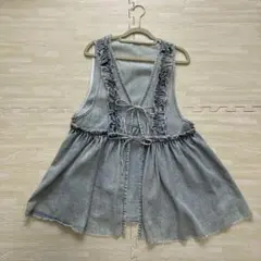 【新品未使用】デニムフリルベスト　しまむら　Lサイズ