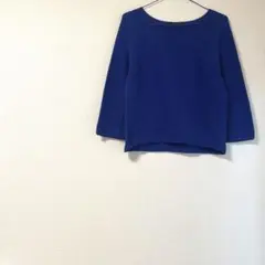 バンヤードストーム サマーニット ブルー 七分袖 通気性 きれいめ シンプル