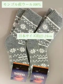 暖かモンゴル産ウール100%靴下 22-24cm