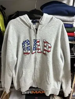 GAP アメリカ国旗デザイン フルジップパーカー L グレー