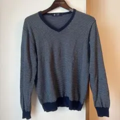 J.Crew ネイビー ホワイト ストライプ Vネック セーター S