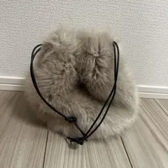 ファーバッグ 巾着型 ベージュ