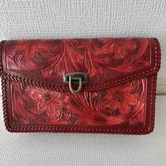 ハンドメイド　本革クラッチバッグ