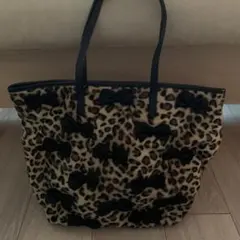 アニマル柄ファートートバッグ　リボン付き