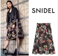 ※美品※SNIDEL スナイデル クラシカルフラワーフレアスカート Sサイズ 黒のサムネイル