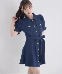 ems excite リボンデニムミニワンピースのサムネイル