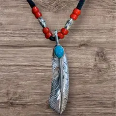 アリゾナフリーダム ネックレス 革紐＋ビーズ付き
