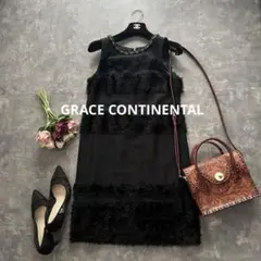 【美品】グレースコンチネンタルノースリーブ　ワンピース ドレス ビジューファー