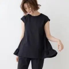 美品】 ANAYI アナイ オーガンぺプラムギャザージレ ブラック 36