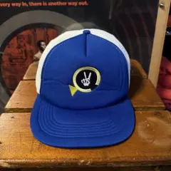 メッシュキャップ トラッカーズキャップ 青白 刺繍