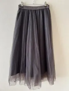 美品　グレー チュール ロングスカート　春のサムネイル