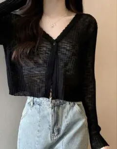 SHEIN カーディガン ブラック 黒