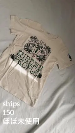SHIPS 140 150 グラフィックTシャツ クリーム色/みどり