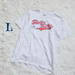 【ハローキティ】30周年 キティちゃん ビックロゴ Tシャツ L 普段着 定番