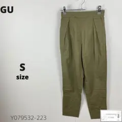 GU ジーユー リネンブレンドテーパードパンツ ズボン タック付き S 万能