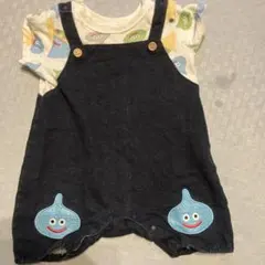 ドラクエベビー&キッズ　デニムニットサロペット風半袖ロンパース　80