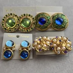 【未使用】大ぶり ヴィンテージ風 イヤリング 4点 セット ゴールド パール