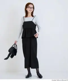 coca ツイルペプラムキャミワンピース BLACK Msize