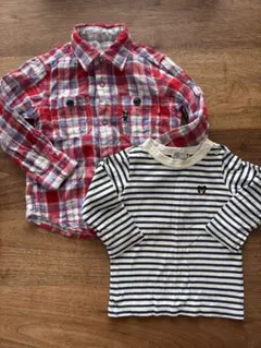 DOUBLE.B チェックシャツ&ボーダーロンT