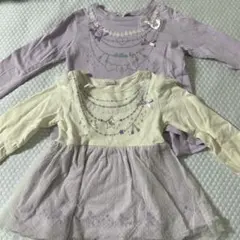 ラベンダー・クリーム色チュニック2点セット　120