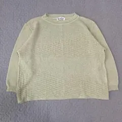 透かし編み ニット ベージュ イエロー系 レディース 日本製　サマーニット　春