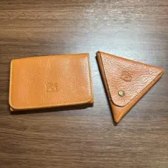 ILBISONTE 名刺入れ カードケース コインケース　レザー ブラウン