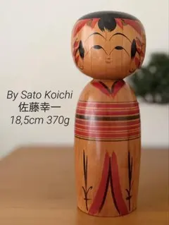 Yuji Kawase川瀬祐志 作 こけし 約17cm 花模様 赤系 レトロ - メルカリ