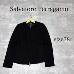 美品 Salvatore Ferragamo ウール ノーカラー ジャケットのサムネイル