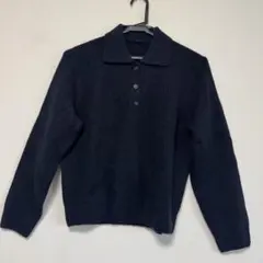 【未使用】UNIQLO GIRLS スフレヤーンポロセーター ネイビー 150