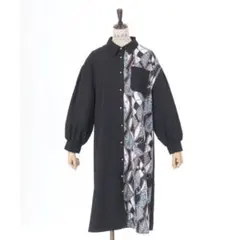 axes femme　スカーフ切替シャツワンピース