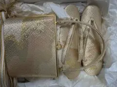 和装用バッグ 草履セットゴールド模様