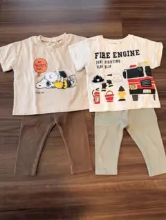 ユニクロ　リブレギンス　tシャツ 4点セット 消防車　スヌーピー