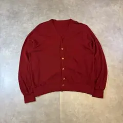 70s vintage アクリルニット カーディガン レッド 古着