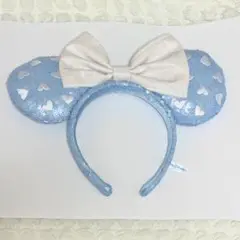 水色ハート模様カチューシャ　ディズニー