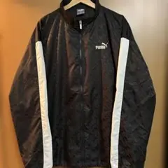 【PUMA】プーマ 総柄 トラックジャケット ウインドブレーカー 黒 XXL